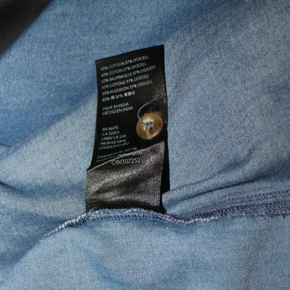 Pilcro Shirt Button Up Denim Chambray Patchwork Long Sleeve Blue XL - Picture 7 of 7